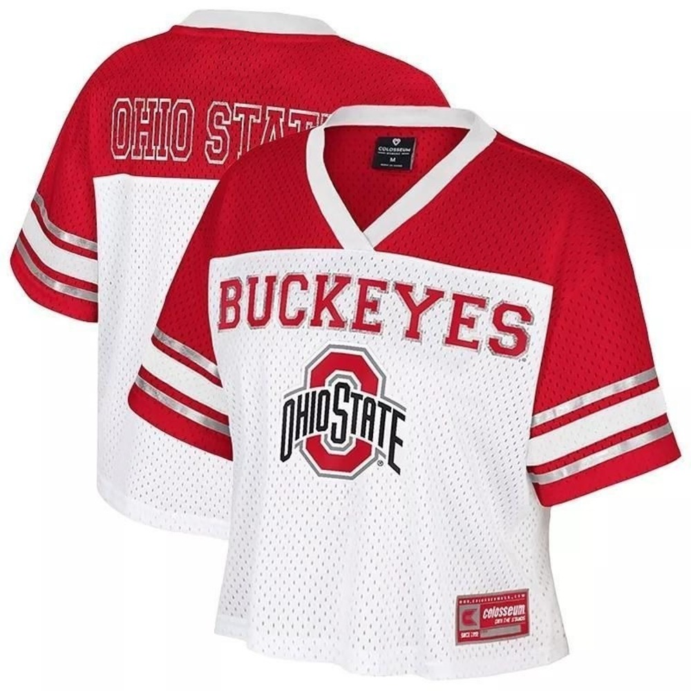 Women's Colosseum Ohio State Buckeyes Treasure Cropped Football Jersey